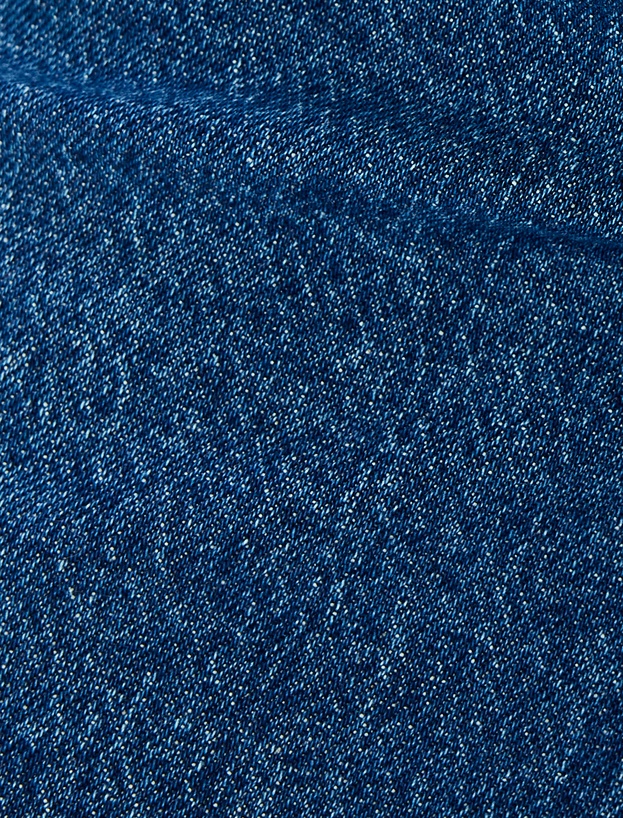 Yüksek Bel Rahat Kalıp Cepli Kısa Denim Pantolon  -  Culotte Jeans_5