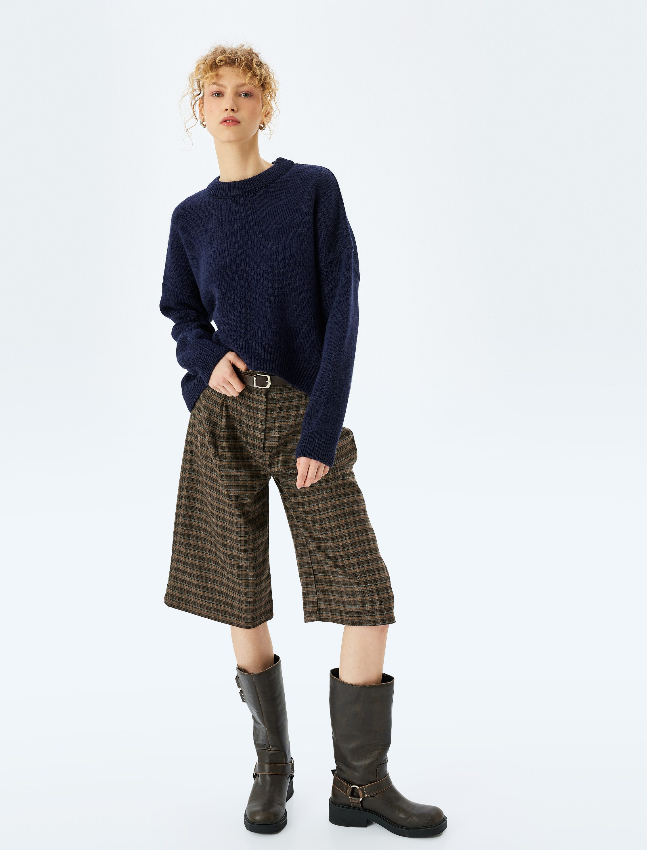   Basic Uzun Kollu Bisiklet Yaka Triko Kazak