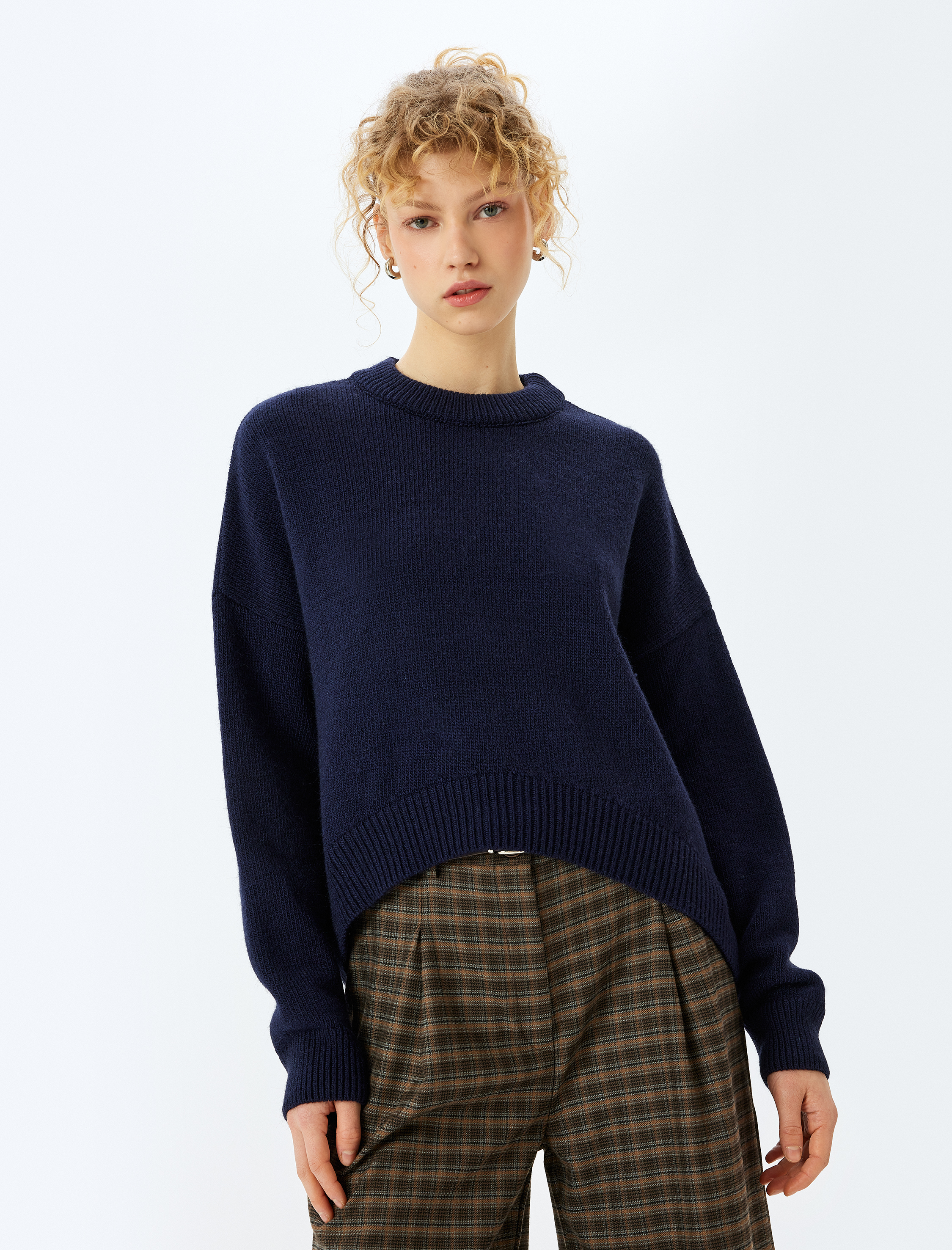   Basic Uzun Kollu Bisiklet Yaka Triko Kazak