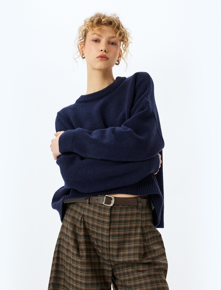  Basic Uzun Kollu Bisiklet Yaka Triko Kazak