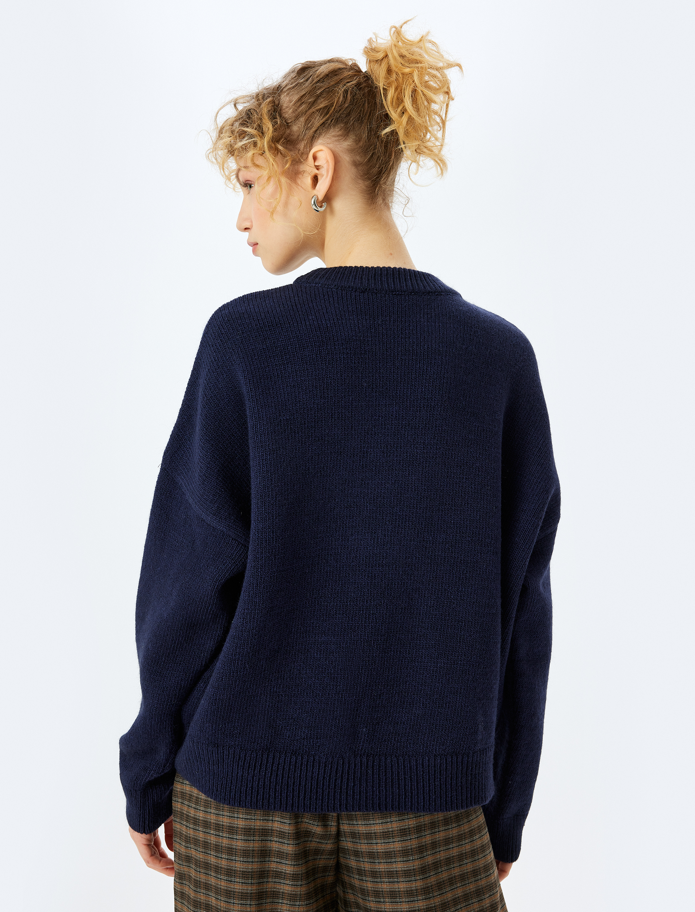   Basic Uzun Kollu Bisiklet Yaka Triko Kazak