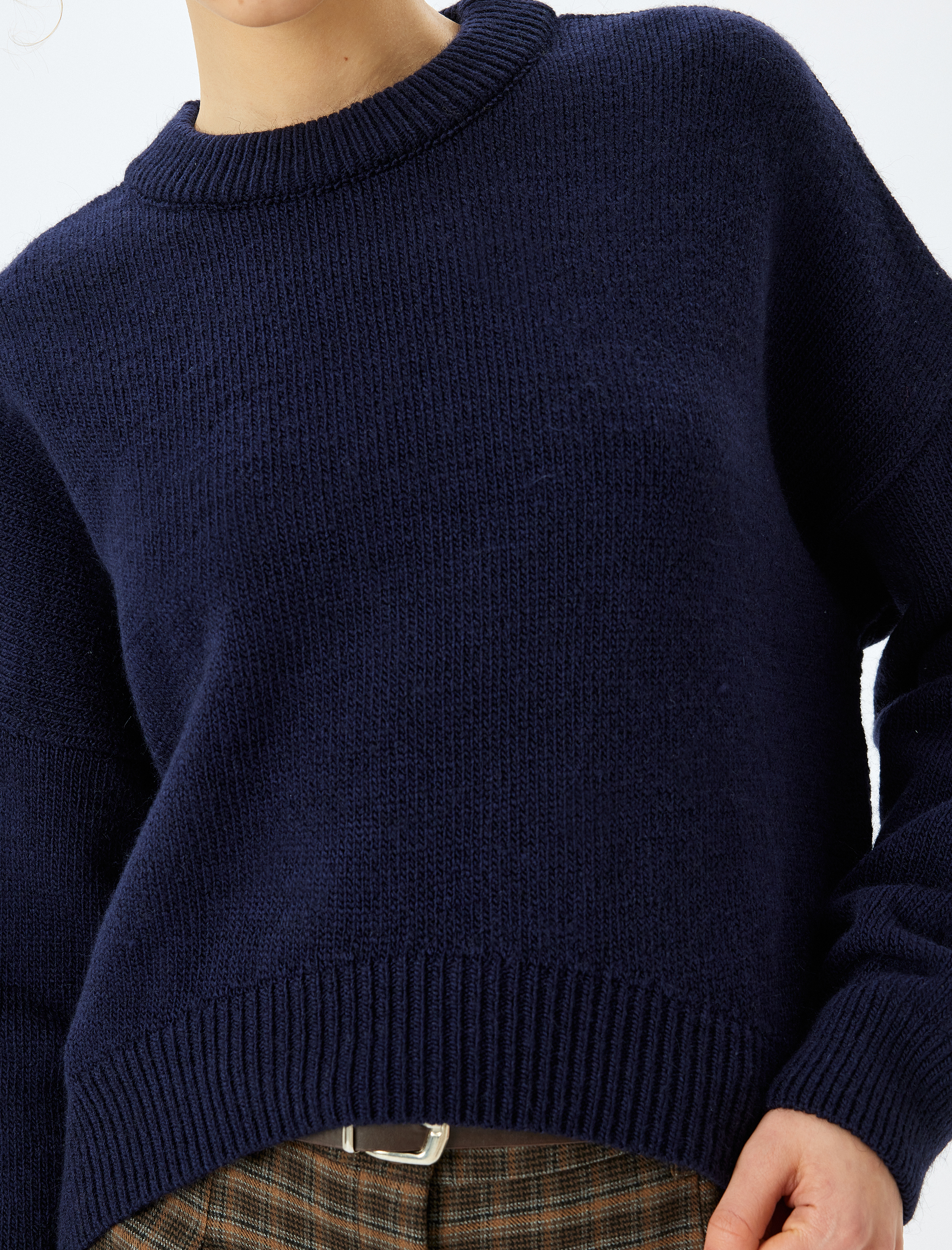   Basic Uzun Kollu Bisiklet Yaka Triko Kazak