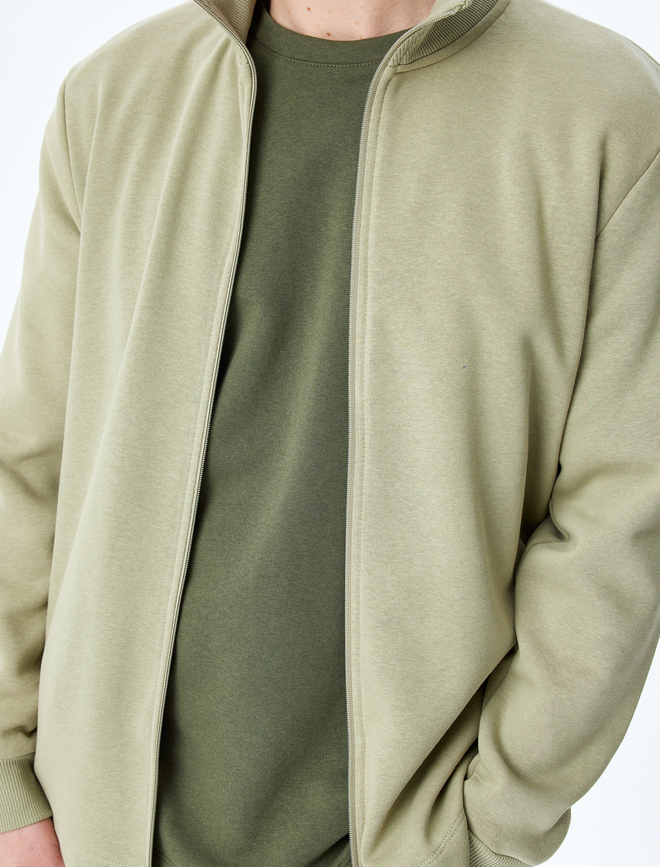   Regular Fit Pamuk Karışımlı Şardonlu Uzun Kollu Basic Fermuarlı Hırka