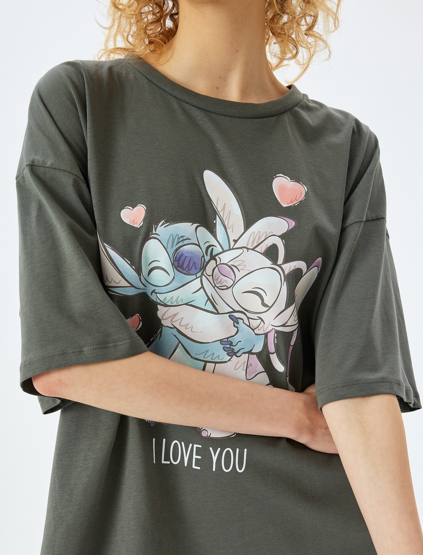   Disney Lisanslı Stitch Baskılı Kısa Kollu Tişört