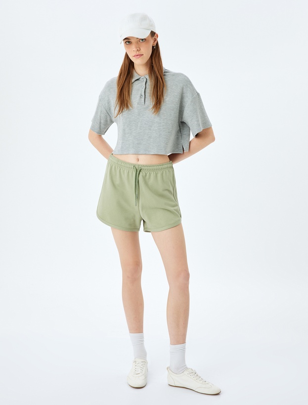 Beli Bağcıklı Oversize Mini Şort_1