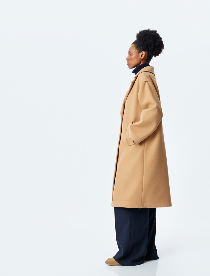  Kruvaze Oversize Uzun Kaşe Kaban