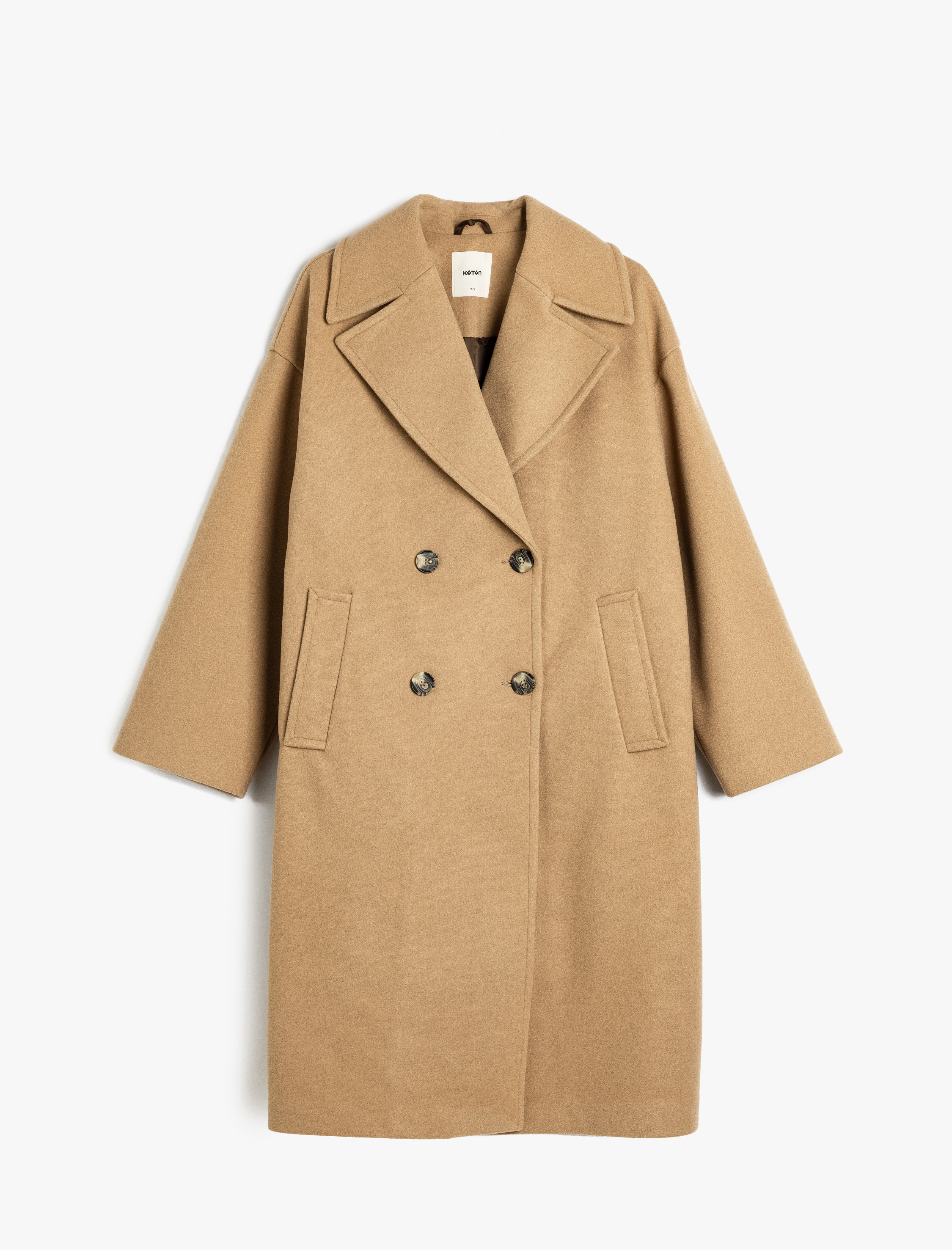   Kruvaze Oversize Uzun Kaşe Kaban