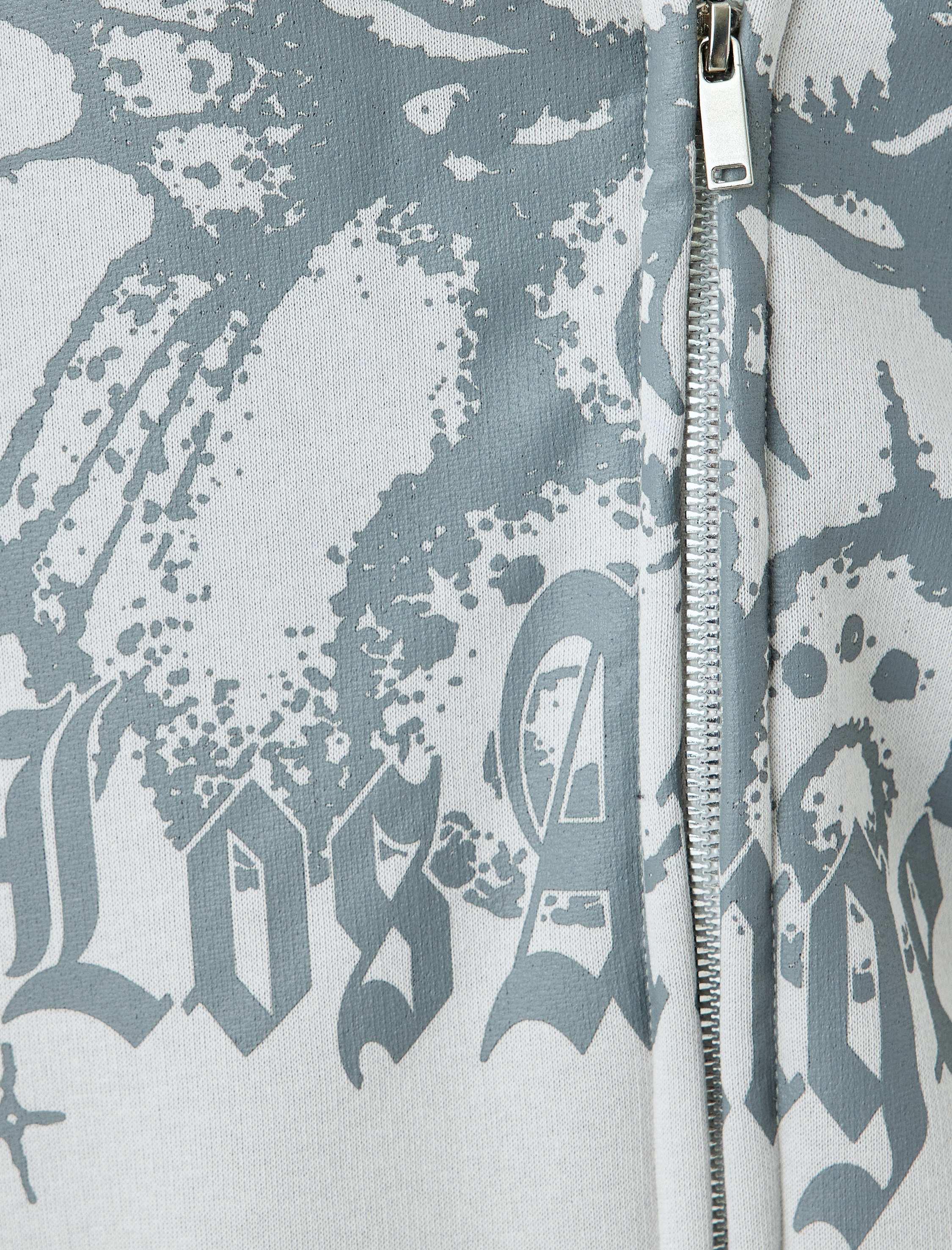   Uzun Kollu Fermuarlı Kapüşonlu Baskılı Rahat Kalıp Sweatshirt