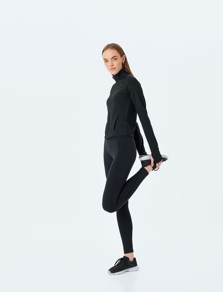  Yüksek Bel Slim Fit Cep Detaylı Tayt