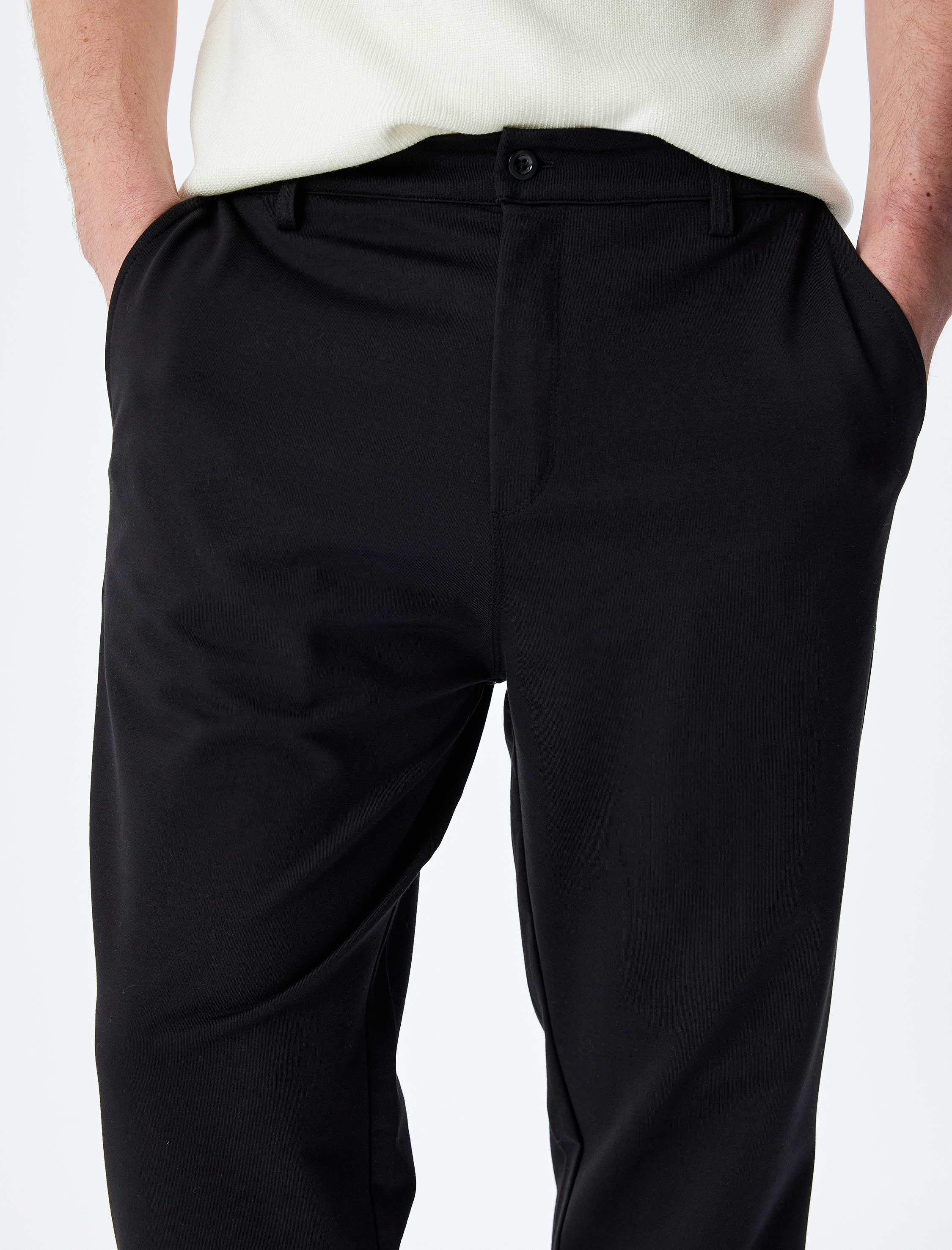   Düğmeli Fermuarlı Pamuklu Jogger Pantolon Görünümlü Spor Eşofman Altı