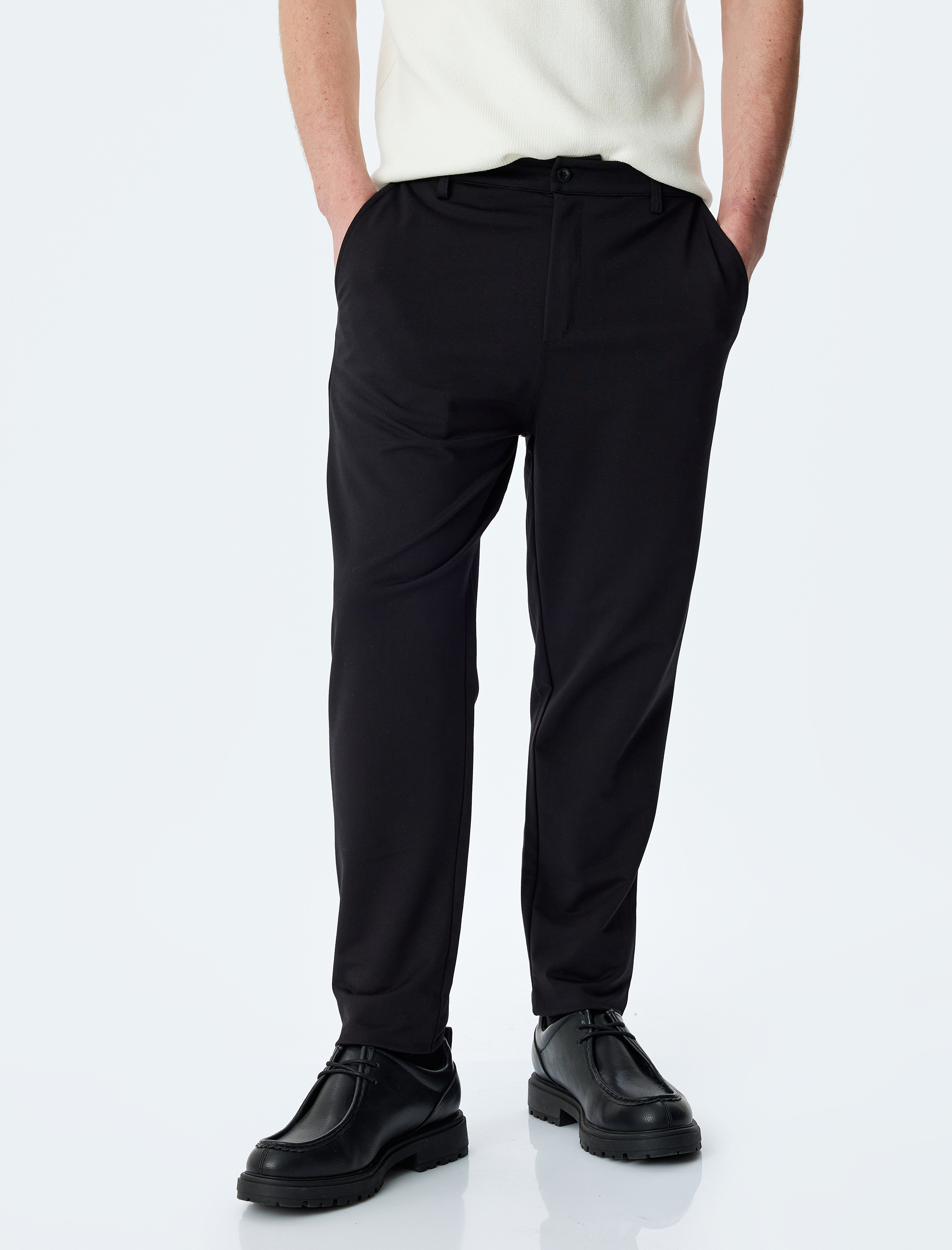   Düğmeli Fermuarlı Pamuklu Jogger Pantolon Görünümlü Spor Eşofman Altı