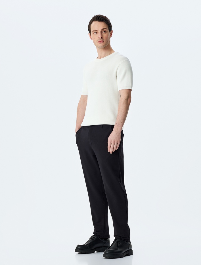  Düğmeli Fermuarlı Pamuklu Jogger Pantolon Görünümlü Spor Eşofman Altı