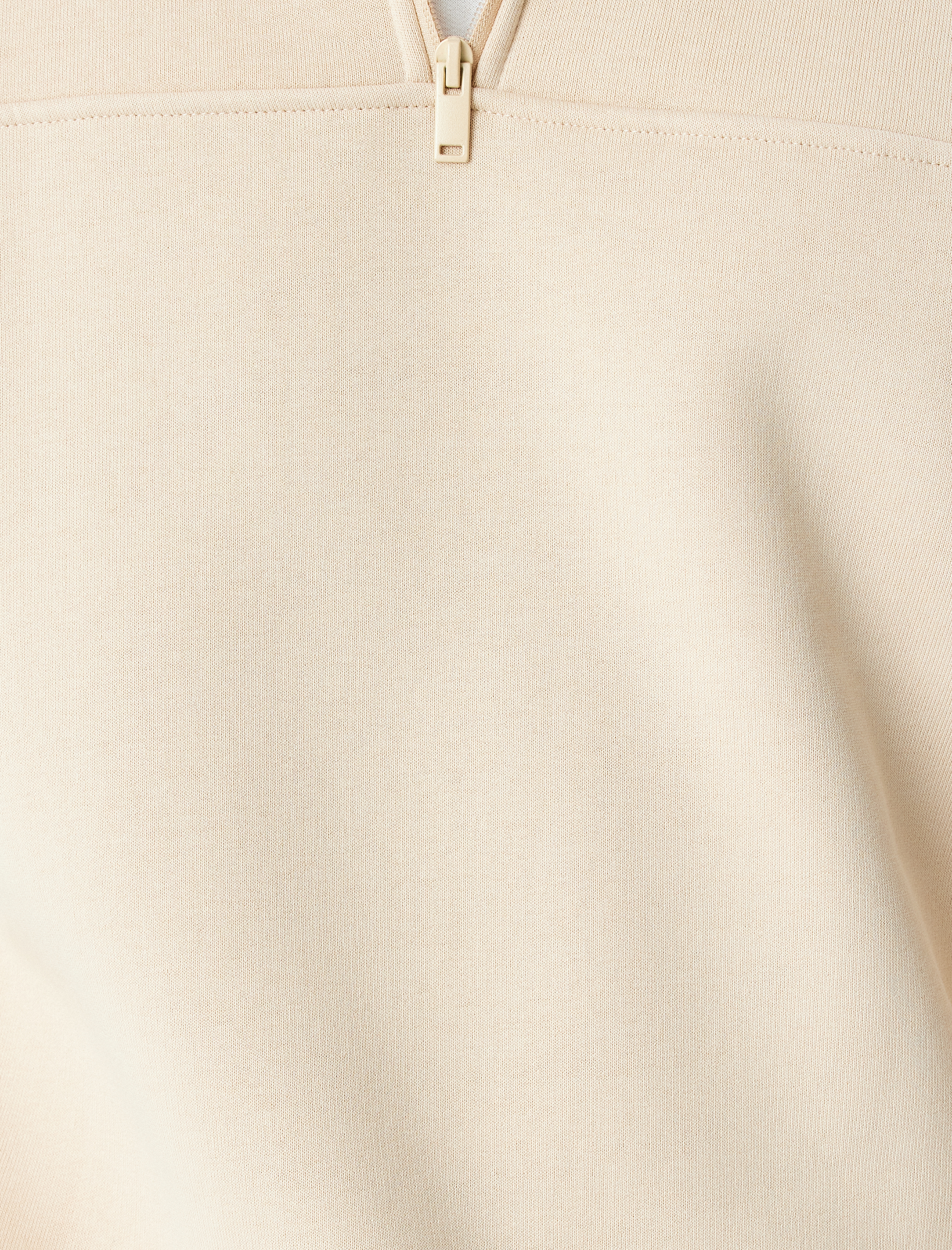   Uzun Kollu Pamuk Karışımlı Şardonlu Basic Yarım Fermuarlı Sweatshirt