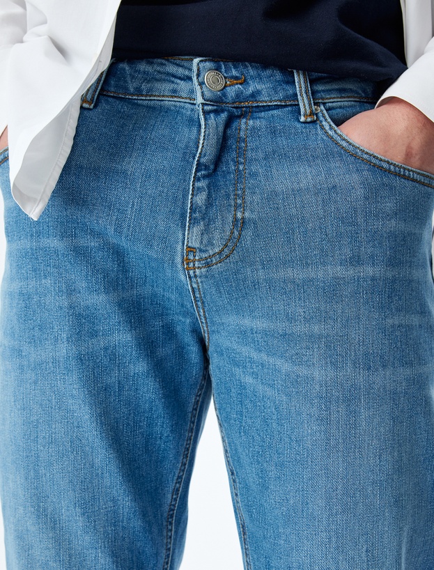 Normal Bel Pamuklu Straight Fit Jean Pantolon - Mark Jean_4