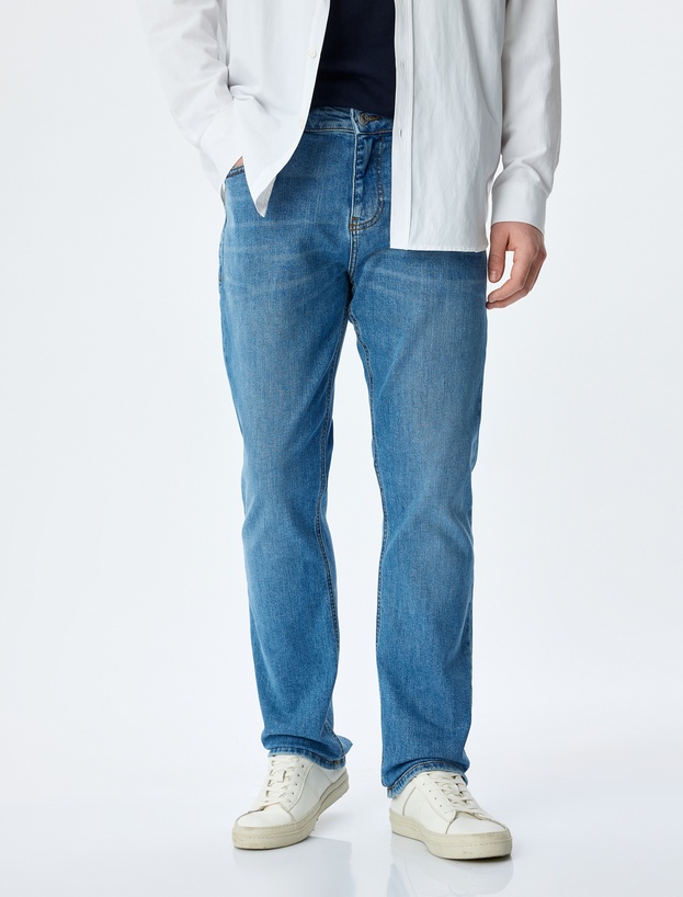Normal Bel Pamuklu Straight Fit Jean Pantolon - Mark Jean_2
