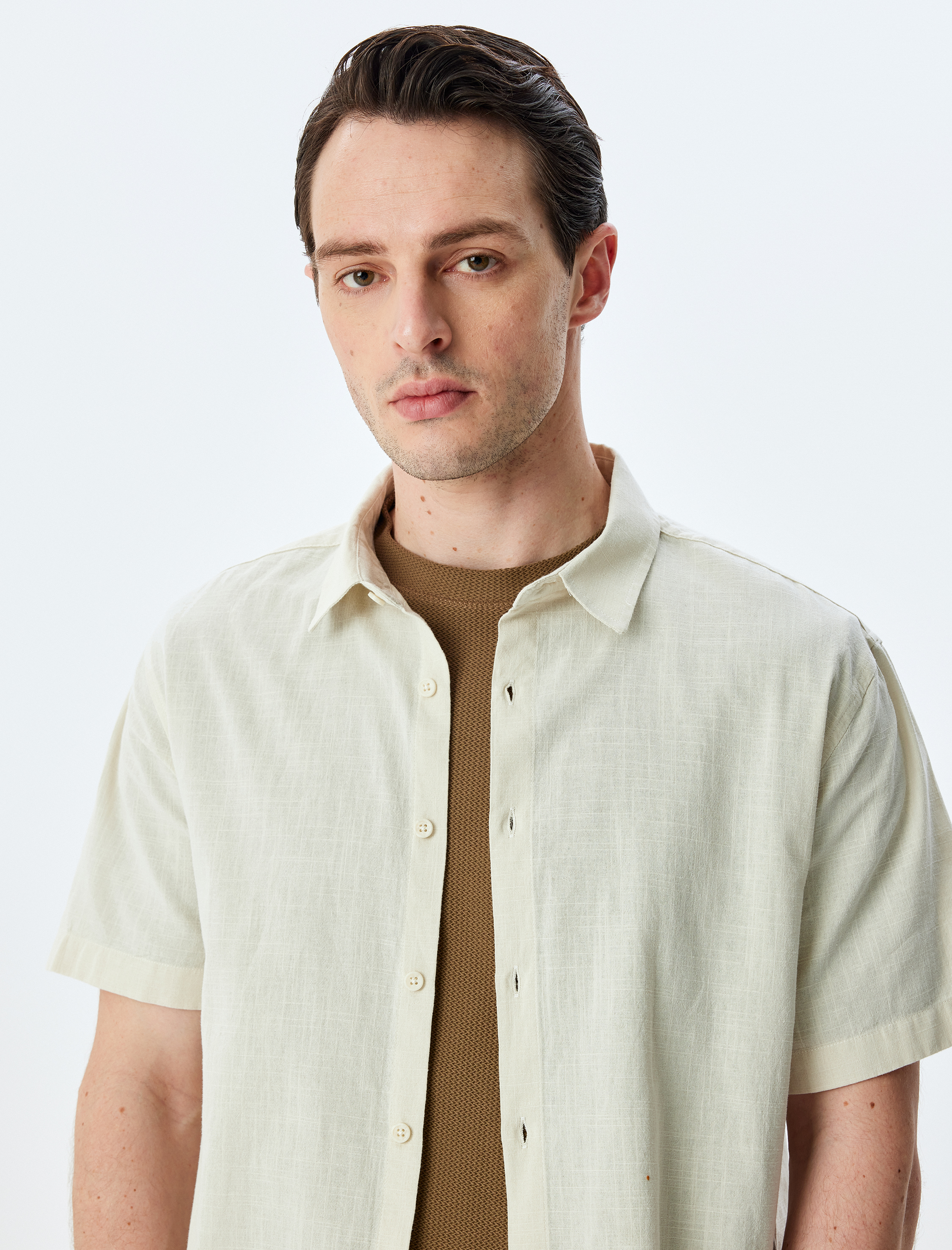   Kısa Kollu Pamuklu Regular Fit Klasik Gömlek