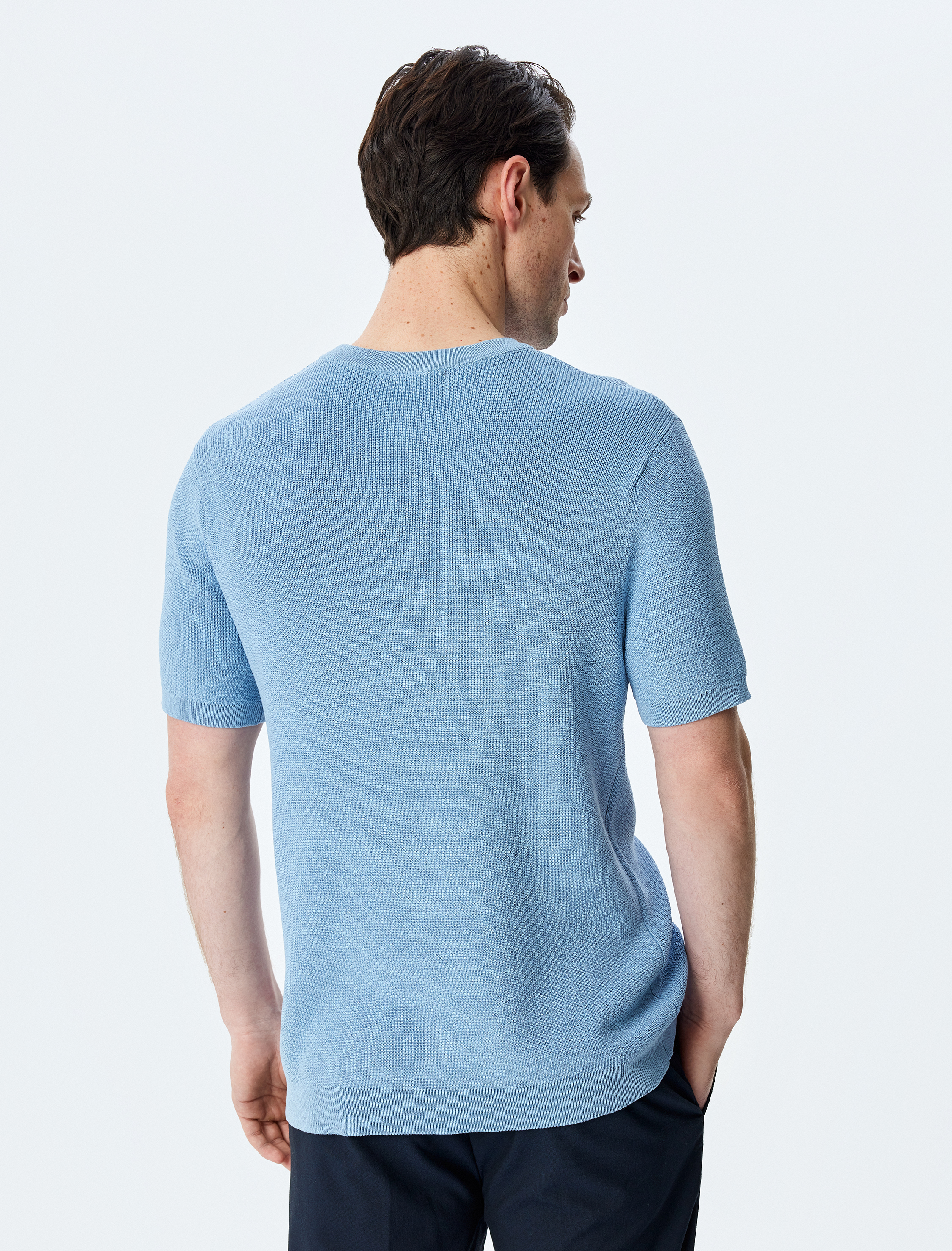 Bisiklet Yaka Regular Fit Viskon Karışımlı Kısa Kollu Triko Tişört