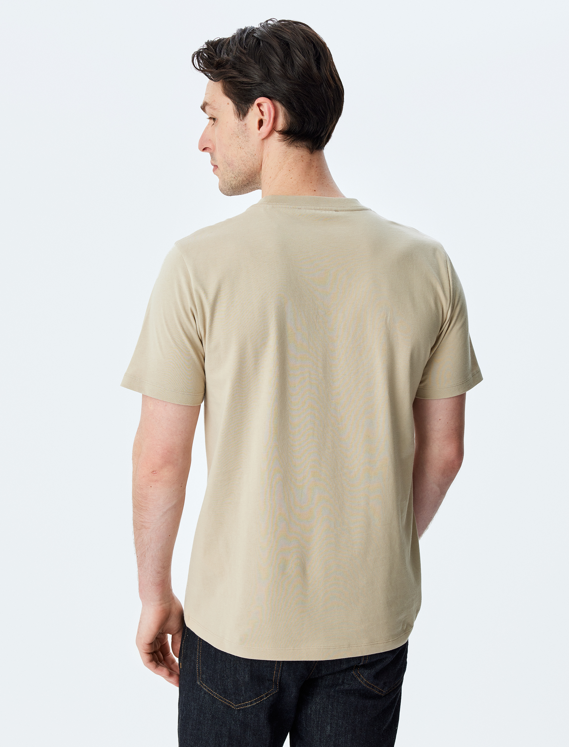   Baskılı Basic Kısa Kollu Bisiklet Yaka Slim Fit Tişört