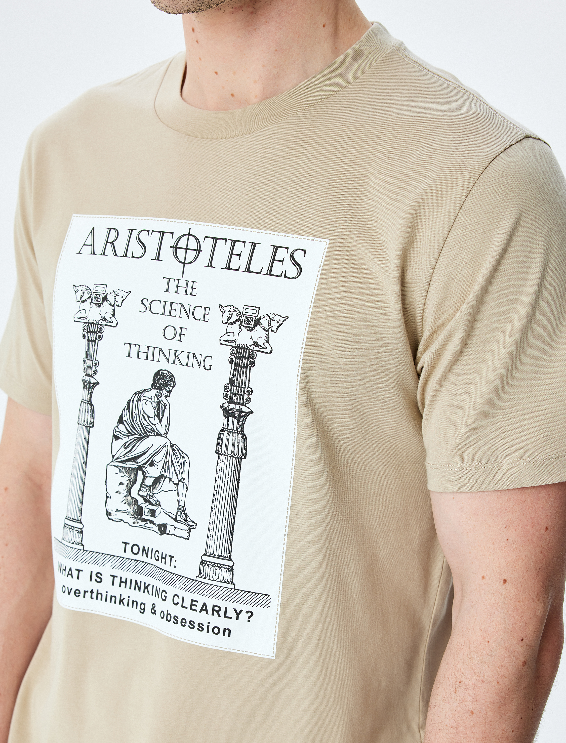   Baskılı Basic Kısa Kollu Bisiklet Yaka Slim Fit Tişört