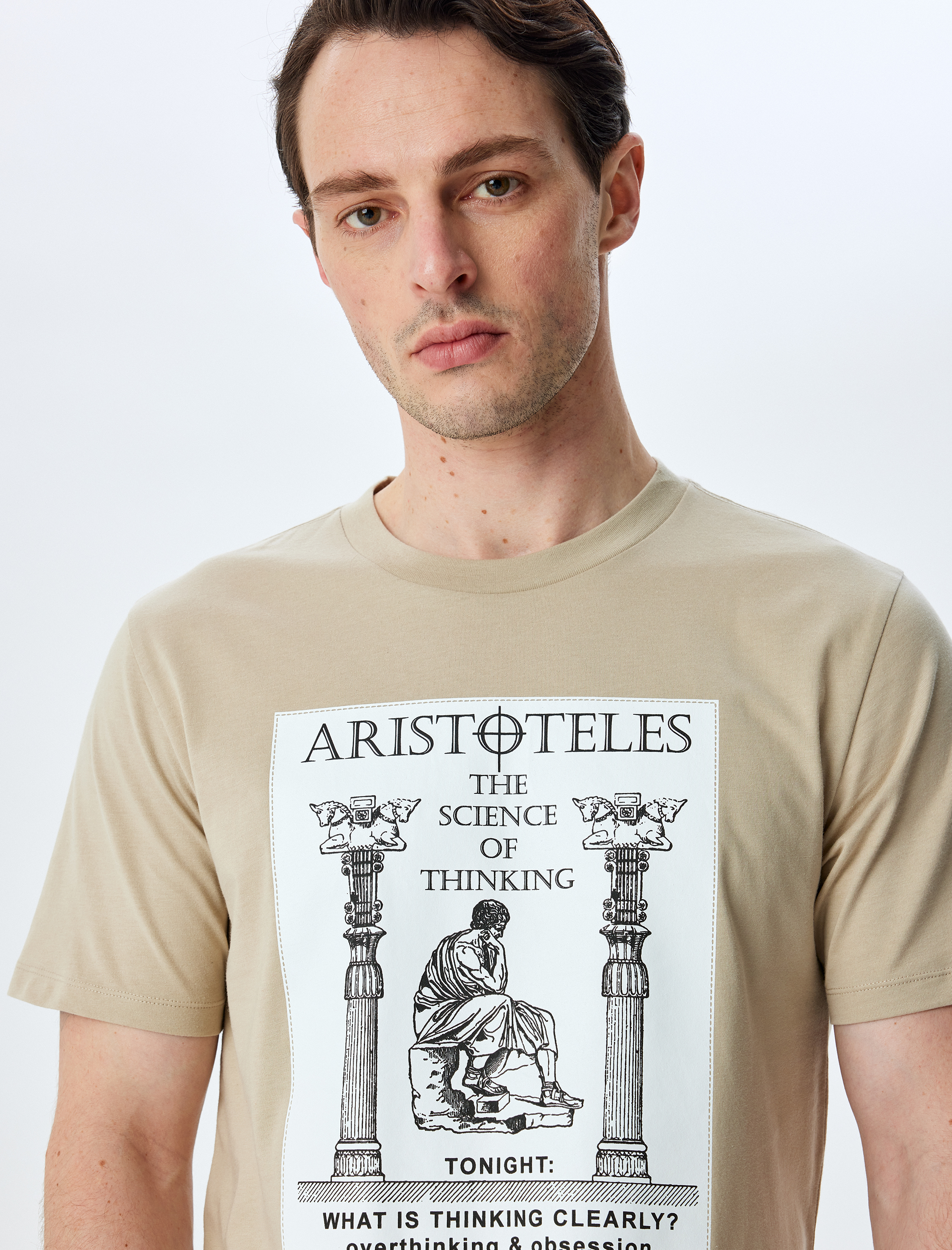   Baskılı Basic Kısa Kollu Bisiklet Yaka Slim Fit Tişört