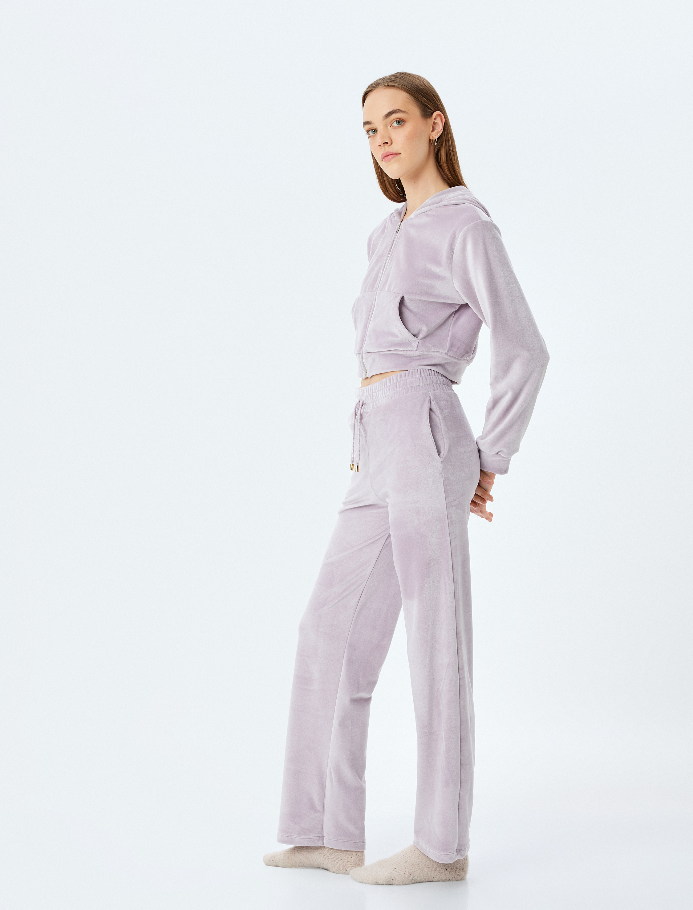 Cepli Beli Bağlamalı Rahat Kalıp Kafide Pijama Altı