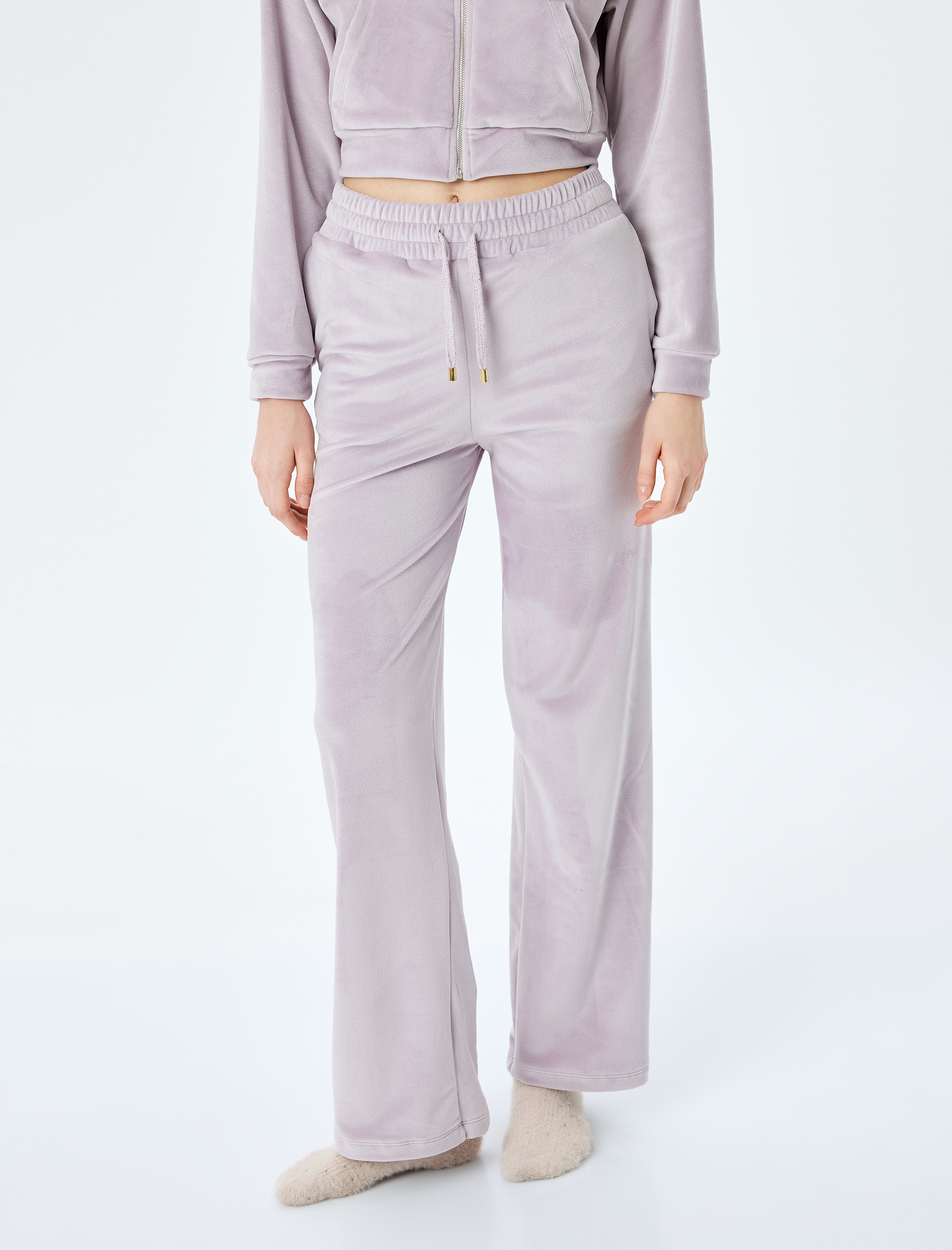 Cepli Beli Bağlamalı Rahat Kalıp Kafide Pijama Altı