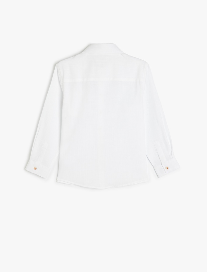 Erkek Çocuk Klasik Yaka Pamuklu Uzun Kollu Basic Gömlek