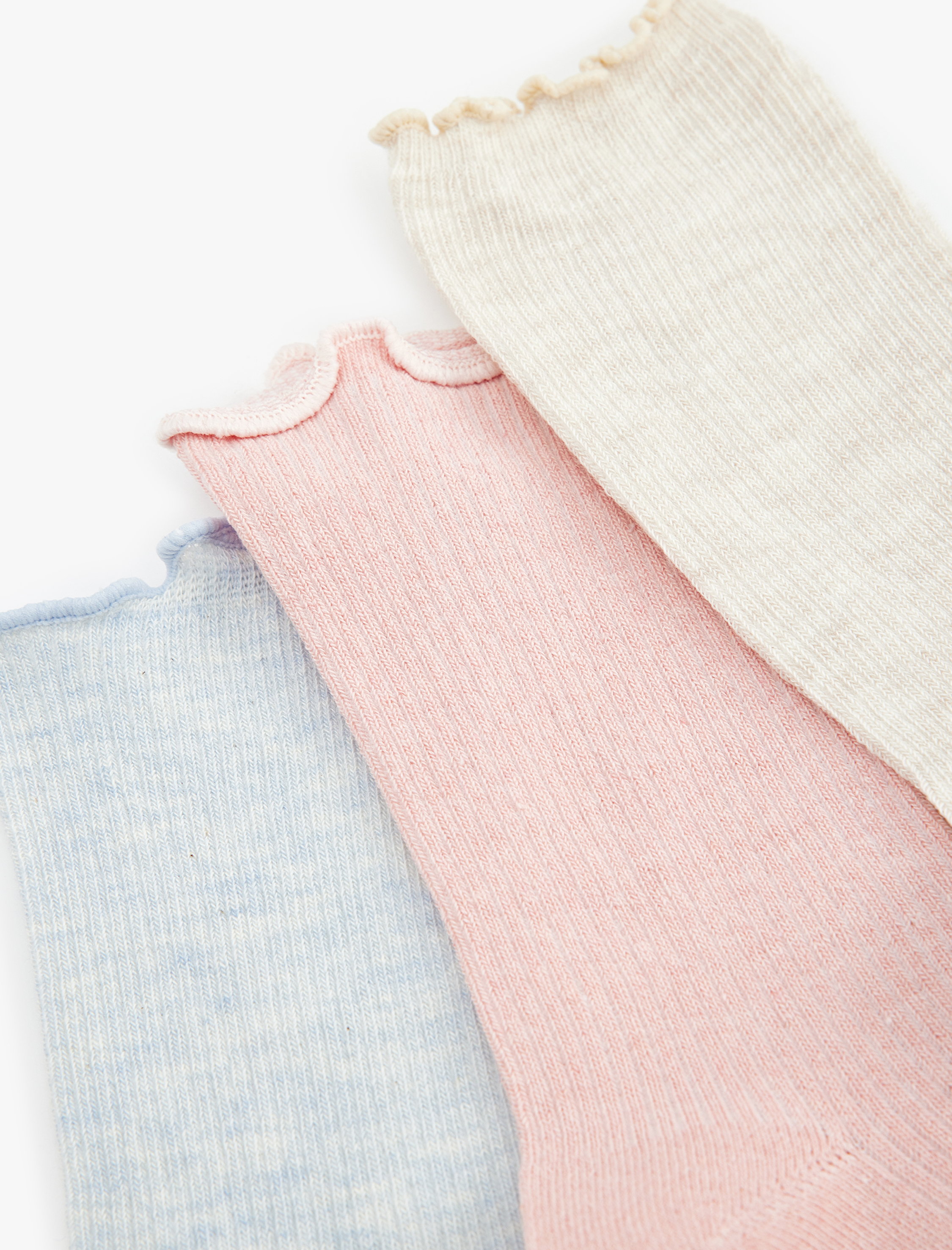  Kadın 3'lü Fırfırlı Çok Renkli Soket Çorap Seti