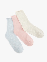 3'lü Fırfırlı Çok Renkli Soket Çorap Seti