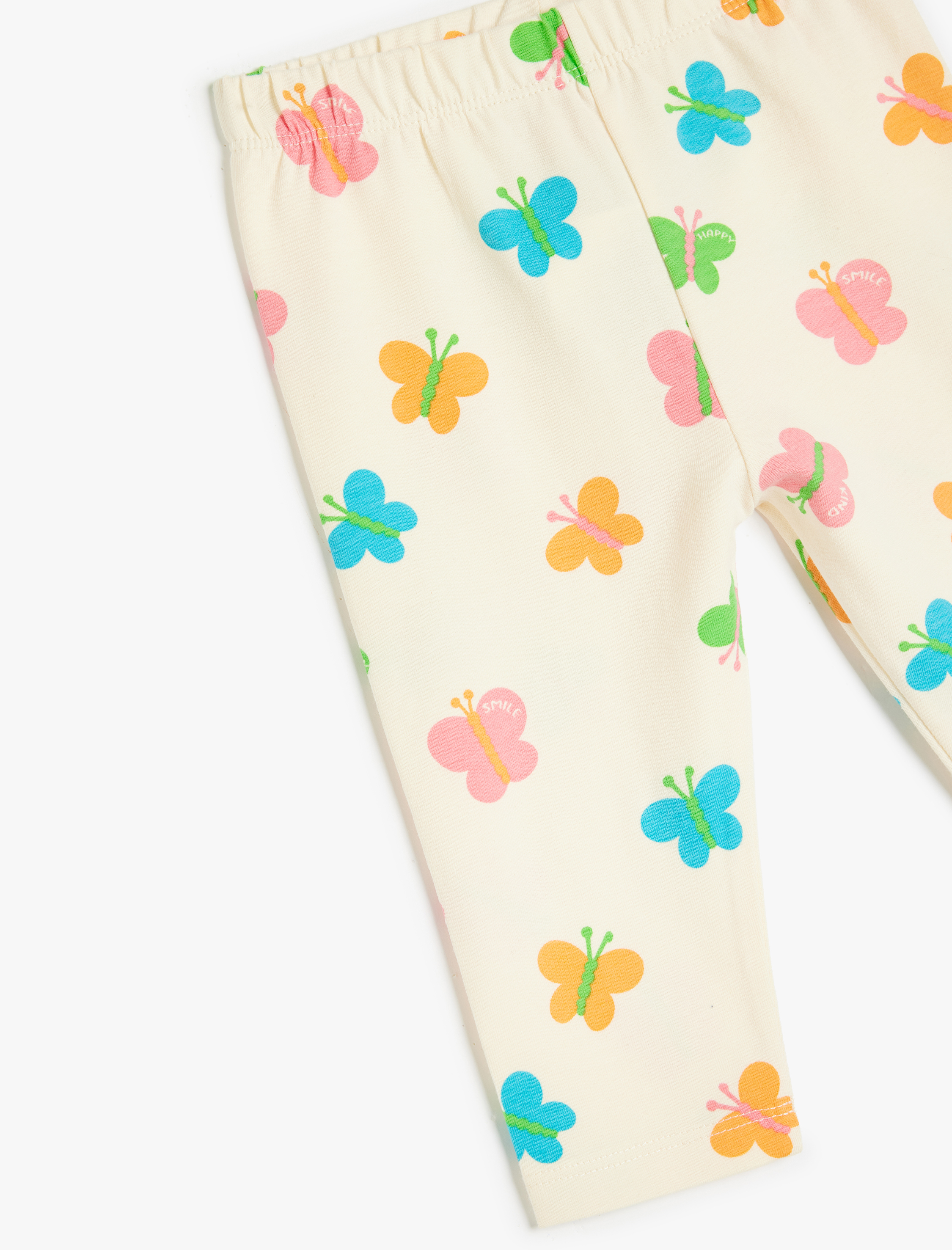  Kız Bebek Kelebek Desenli Beli Lastikli Pamuklu Kapri Tayt