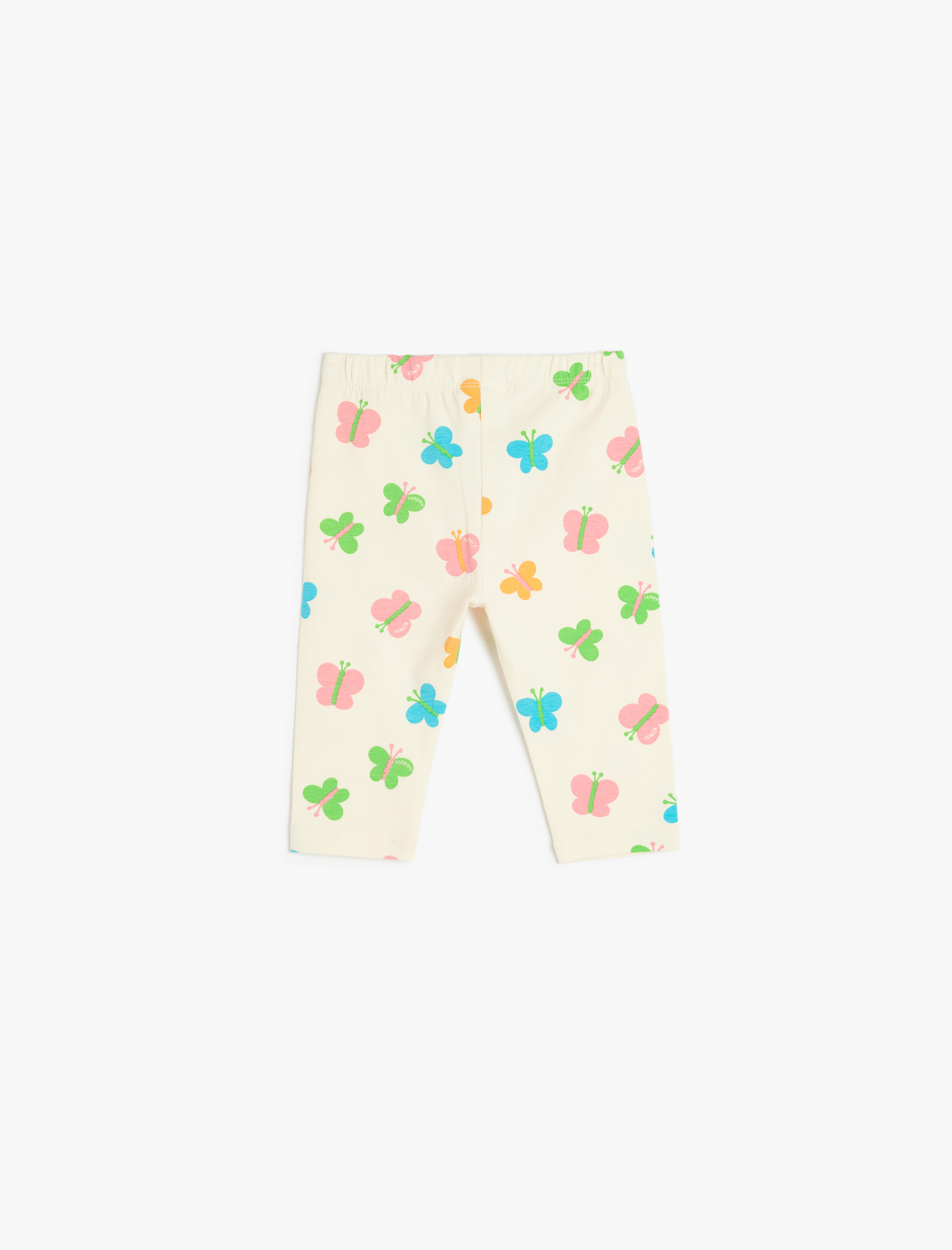  Kız Bebek Kelebek Desenli Beli Lastikli Pamuklu Kapri Tayt