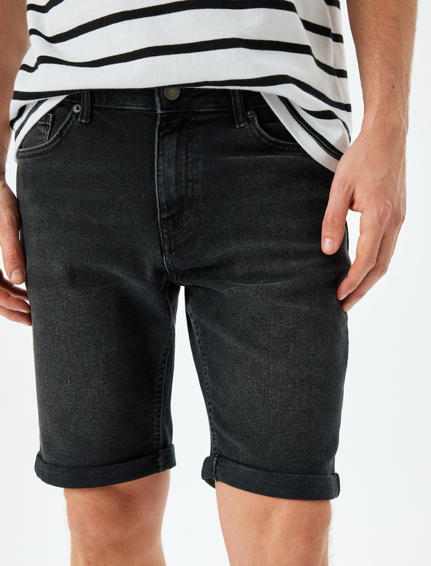 Normal Bel 5 Cepli Slim Fit Jean Şort_4