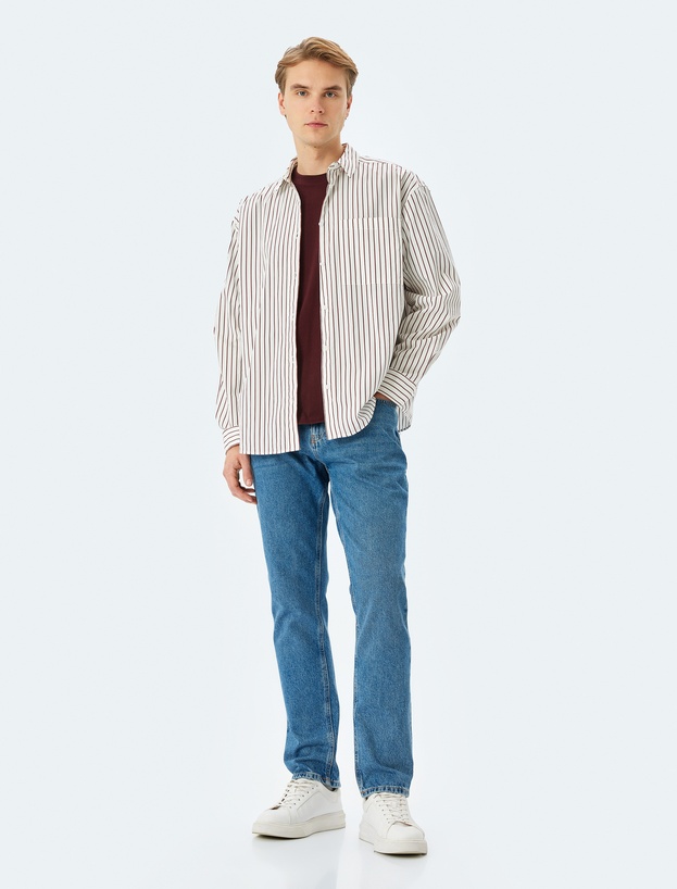 Normal Bel Pamuklu Cepli Straight Fit Jean - Mark Jean_1