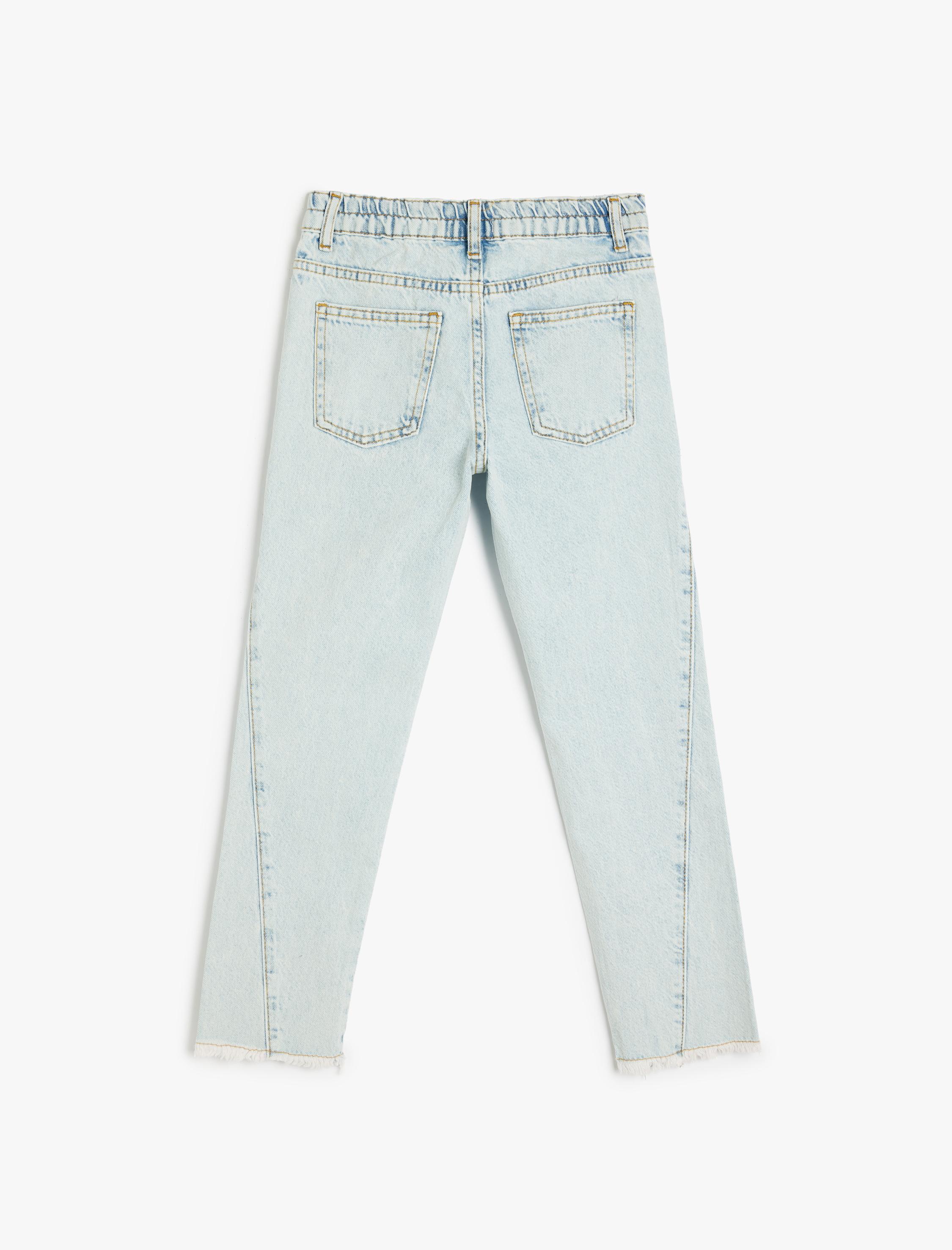  Kız Çocuk Yüksek Bel Pamuklu Denim Pantolon - Boyfriend Jean