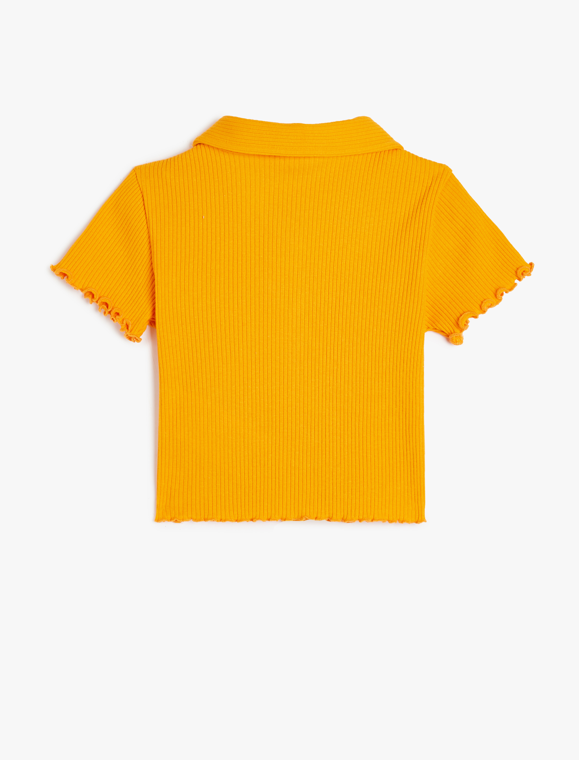  Kız Çocuk Düğmeli Kısa Kollu Basic Polo Yaka Pamuklu Tişört