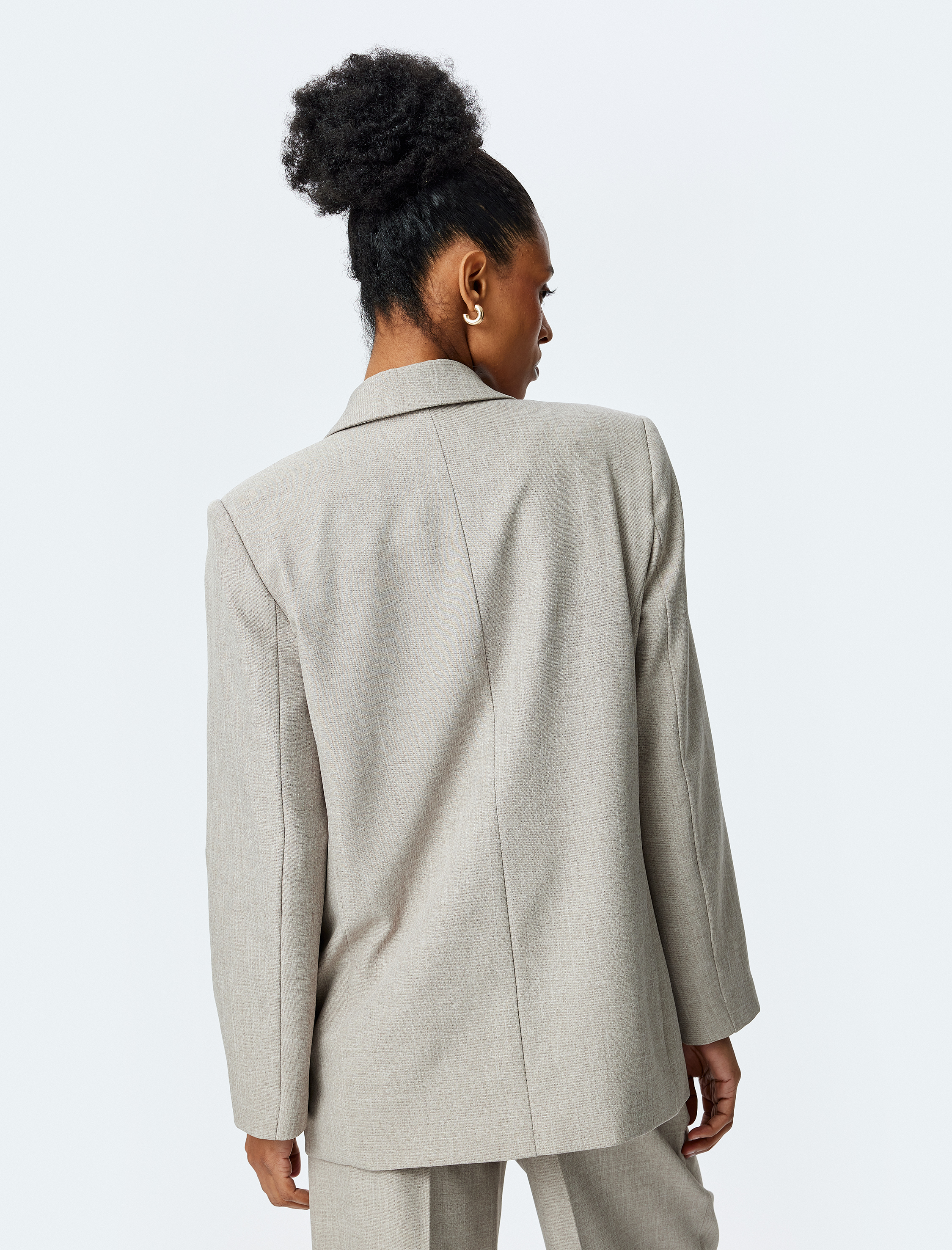   Kruvaze Yaka Uzun Kollu Blazer Ceket