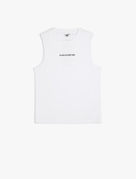 Arkası Baskılı Straight Fit Bisiklet Yaka Kolsuz Spor Atlet