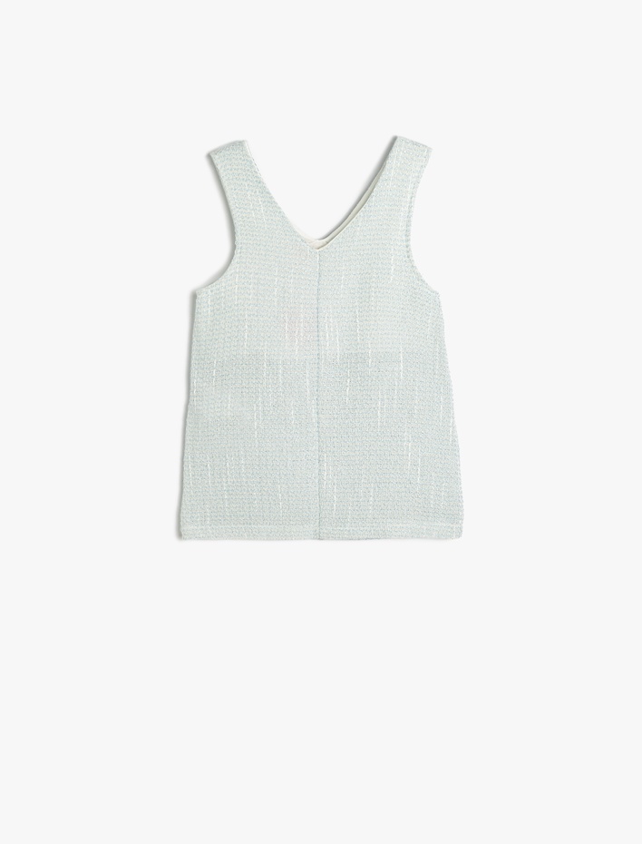 Kız Bebek V Yaka Cep ve Fiyonk Detaylı Pamuklu Tüvit Elbise