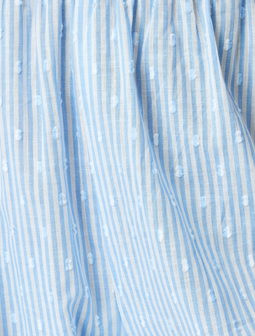   Beli Lastikli Pamuklu Çizgili Rahat Kesim Pijama Altı