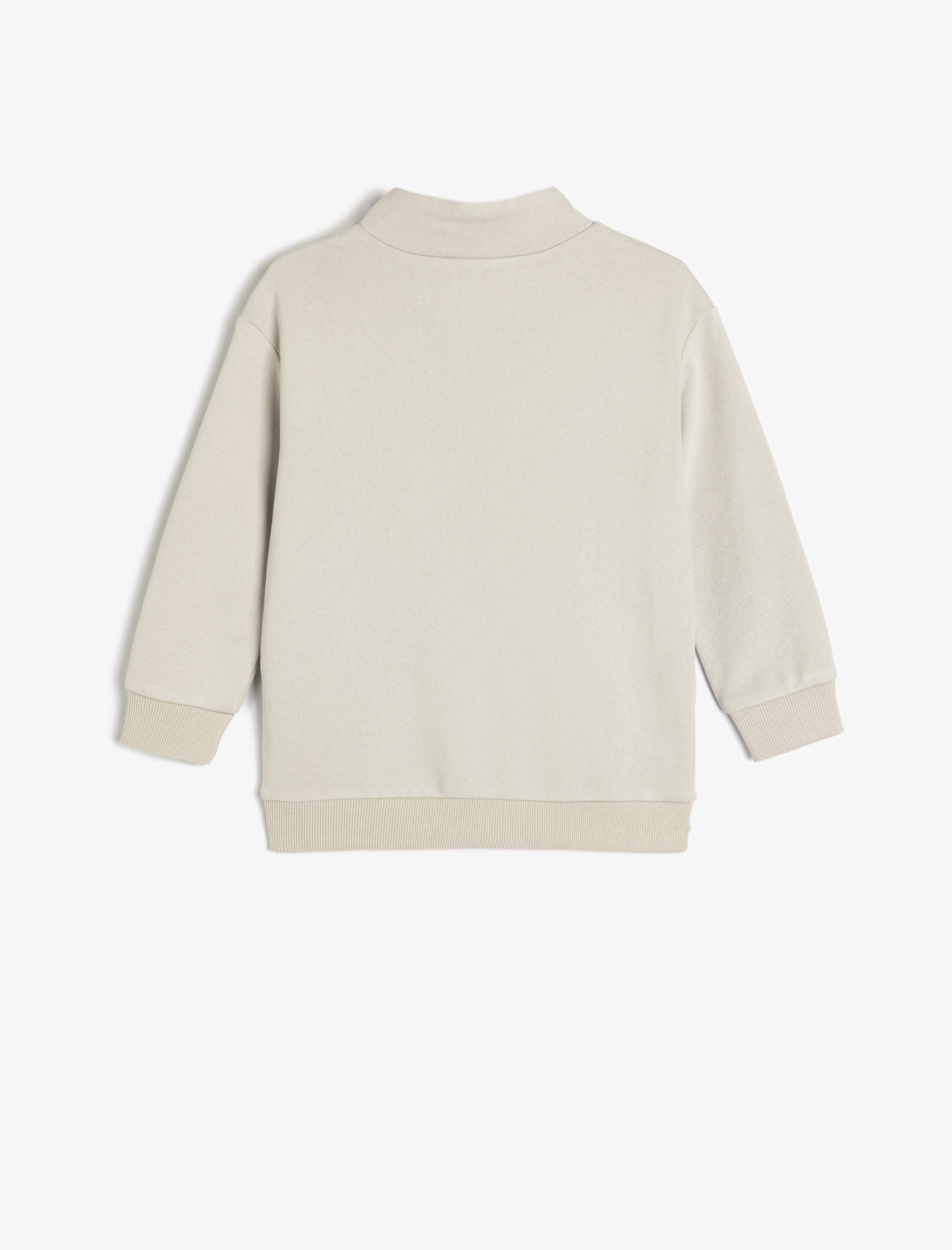  Erkek Çocuk Dik Yaka Düğme Detaylı Baskılı Pamuklu Şardonlu Oversize Sweatshirt