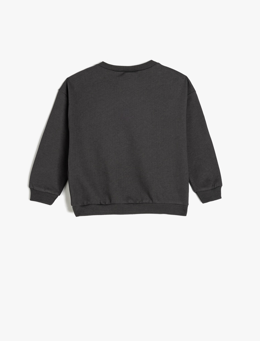  Erkek Bebek Pamuklu Uzun Kollu Bisiklet Yaka Şardonlu Basic Sweatshirt