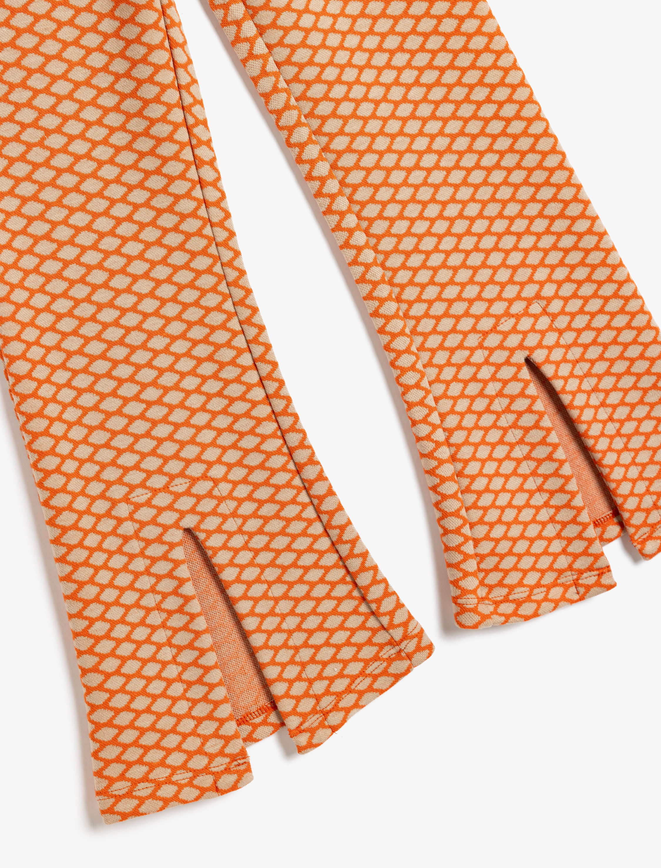  Kız Çocuk Yırtmaç Detaylı İspanyol Paça Desenli Pantolon