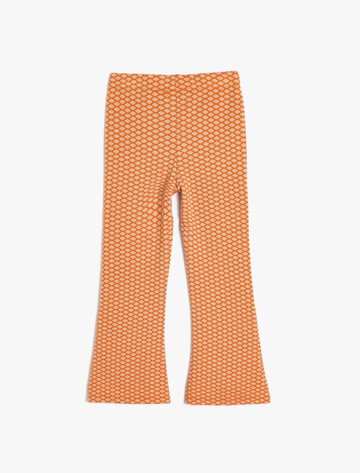 Kız Çocuk Yırtmaç Detaylı İspanyol Paça Desenli Pantolon