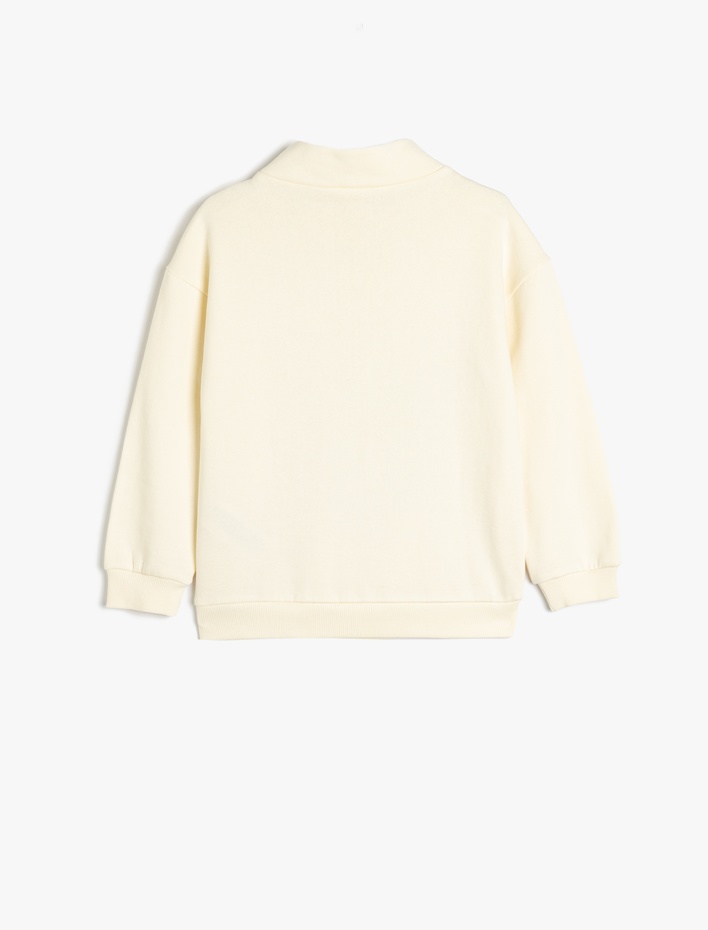 Erkek Çocuk Kaplan Baskılı Fermuar Detaylı Pamuklu Şardonlu Sweatshirt