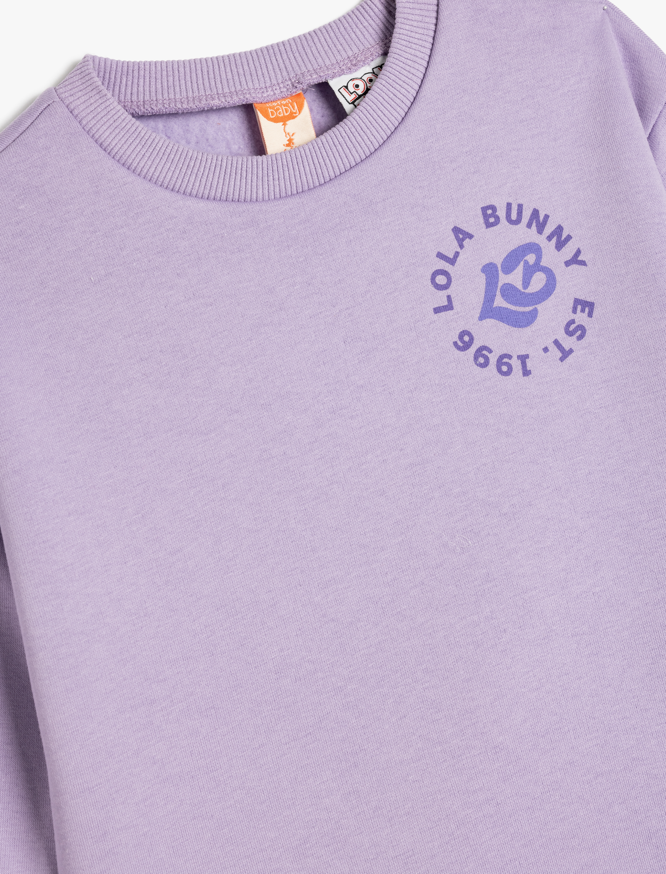  Kız Bebek Lola Bunny Lisanslı Baskılı Uzun Kollu Bisiklet Yaka Şardonlu Sweatshirt