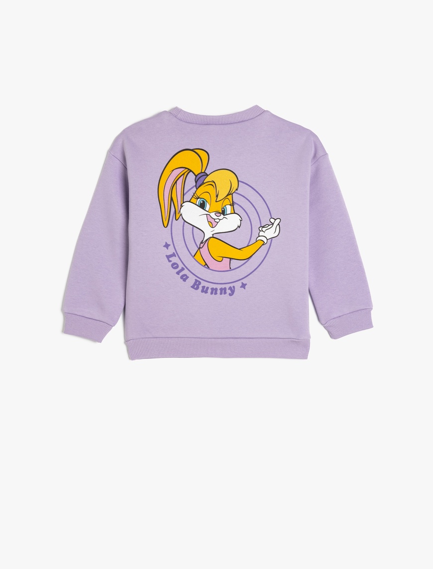  Kız Bebek Lola Bunny Lisanslı Baskılı Uzun Kollu Bisiklet Yaka Sweatshirt