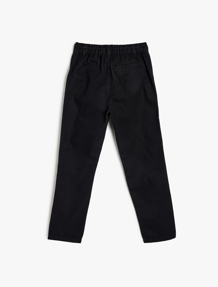 Erkek Çocuk Beli Bağlamalı Düğme Detaylı Cepli Pamuklu Pantolon