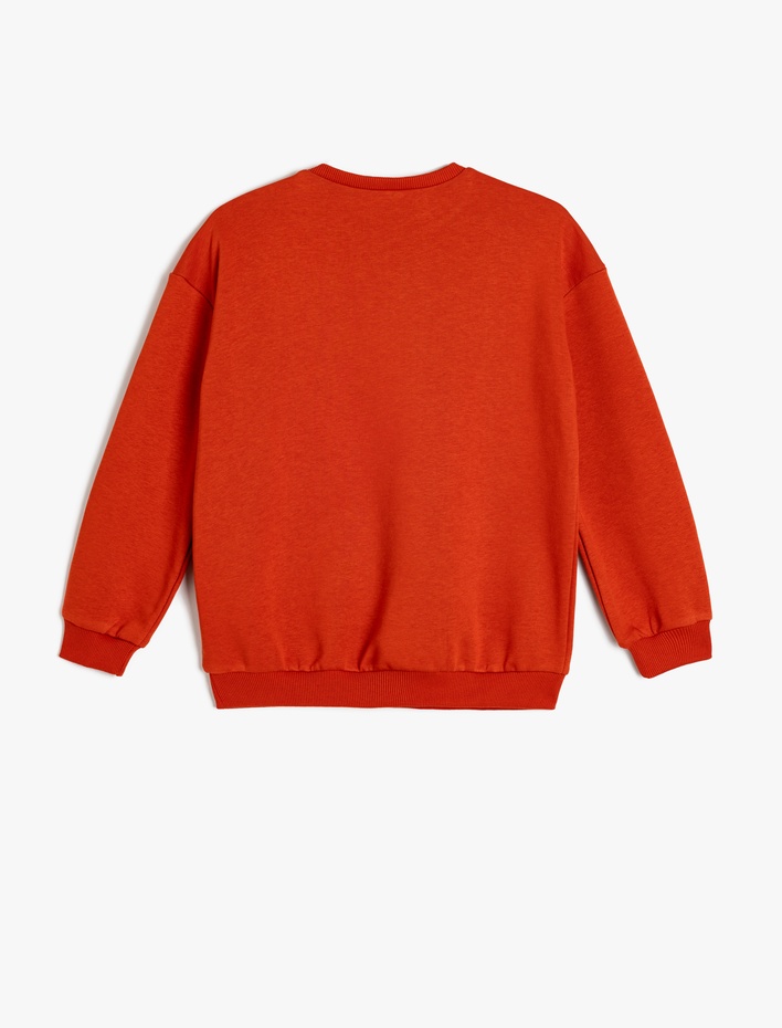 Kız Çocuk Çiçek Baskılı Bisiklet Yaka Uzun Kollu Sweatshirt