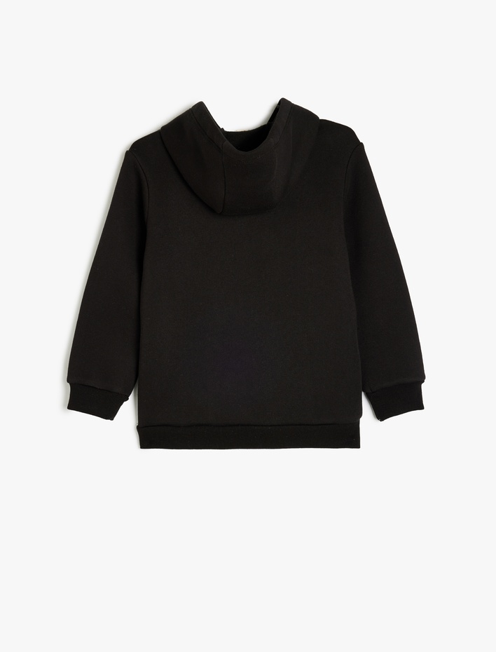 Erkek Çocuk Kanguru Cepli Uzun Kollu Şardonlu Basic Kapşonlu Sweatshirt