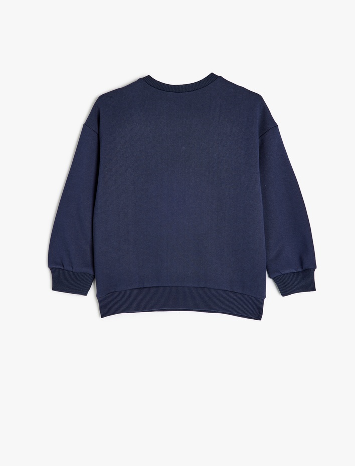 Kız Çocuk Slogan Baskılı Uzun Kollu Bisiklet Yaka Pamuklu Şardonlu Sweatshirt